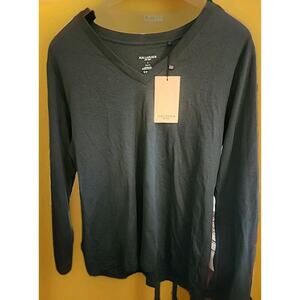 M.M. Lafleur Deep Sea The Asher Long Sleeve V-Neck T-Shirt Size Large A28 Nice